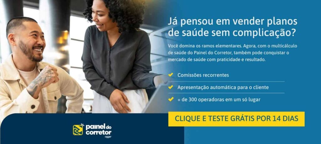 Banner do Painel do Corretor Agger com CTA para testar o multicálculo de saúde grátis por 14 dias